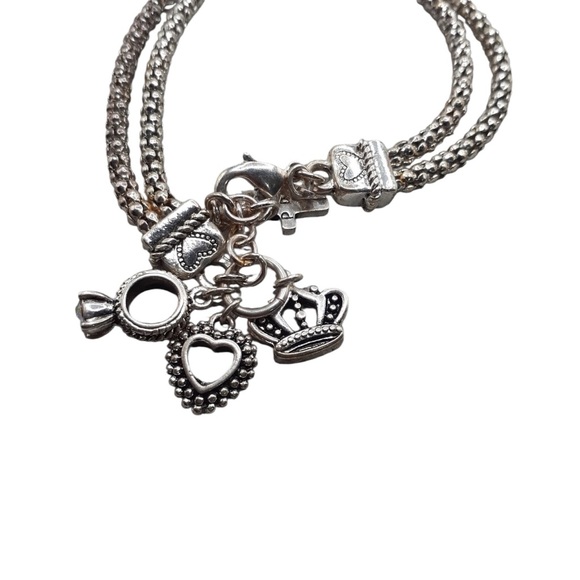 Premier Designs Braided Silver Charm Bracelet Crown Ring Cross Faith Jewelry - Picture 5 of 8